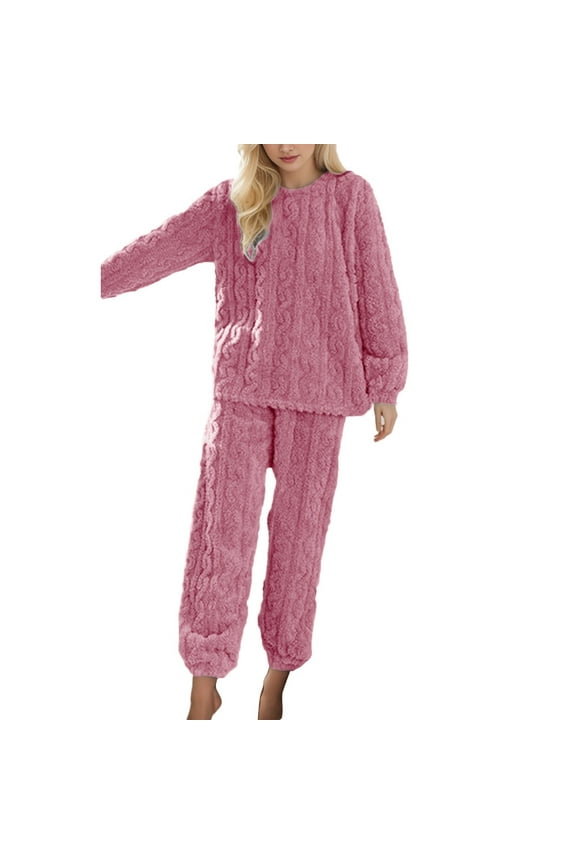 Warm Pajamas For Women Fuzzy Pajama Sets Cozy Oversized Pullover Pants Sets Loungewear 2 Piece Silk Pajama Set Women Sleep Wear Satin Set Top Set Pajamas Juniors Long Sleeve Pajama Set for