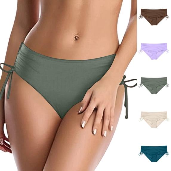 XINXIAOO Women Bikini Bottoms Adjustable Side Tie Upf 50+ Swim Brief Light Flow Swim Bottom Green Swimsuit Bottoms