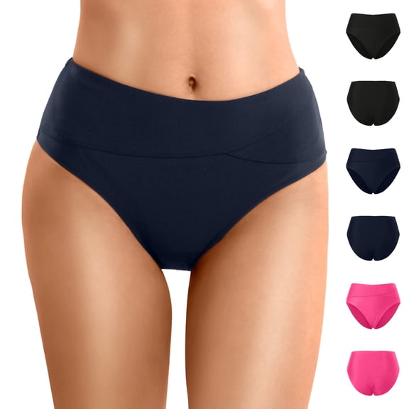 XINXIAOO Women Bikini Bottoms Mid Waist Swimwear Leakproof Bikini Brief Bottoms Navy Swim Bottoms