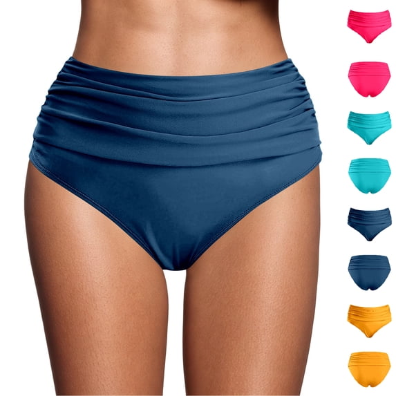 XINXIAOO Women Bikini Bottoms Ruched Vintage Bathing Swim Bottom Tankini Briefs Dark Blue Swim Briefs