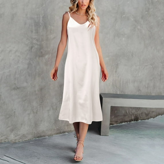 XINXIAOO Women Fashion Solid Dress Sleeveless Strap V Neck Dress Loose Dress Home Nightdress Nightshirts for Women Sleepwear Womens Nightgowns with Sleeves Gown Size 4x Comfy Short Knit Nightgown