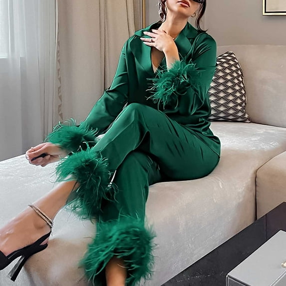 XINXIAOO Women Long Tops Long 2 Sleeve Piece Sleepwear Pants Women Suits Night Pajamas for Women Shorts Pajamas Woman Womens Pajamas Short Women Lingerie Sleepwear Pajamas Petite Pajamas
