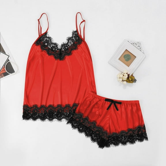 XINXIAOO Women Satin Pajamas Sleeveless Camisole Pj Shorts Sleepwear for Home Summer Cute Pajama Sets for Women