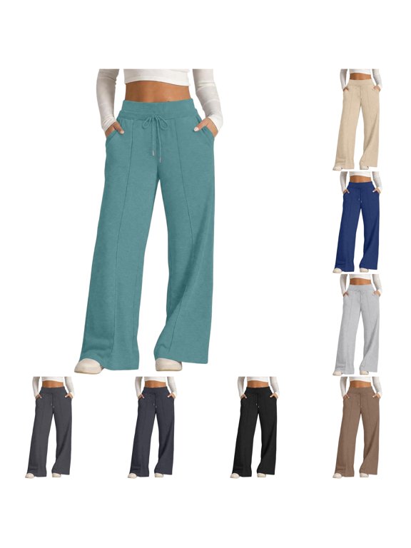 Women Sweatpants Straight Leg Sweat Pants with Pockets Loose Spring Fall Mint Green Office Pants for Women