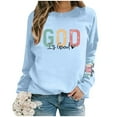 thumbnail image 1 of XINXIAOO Women Sweatshirt Womens Long Sleeve Sweatshirt Womens Pullover Sweatshirts Light Blue Big and Tall Crewneck Sweatshirt Winter Women Clothes College Wear, 1 of 4