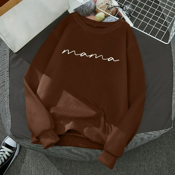 XINXIAOO Women Sweatshirts Long Sleeve Sweatshirt Pullover Tops for Women Brown Sweatshirts for Women Clothes Fall Preppy Teen Clothes
