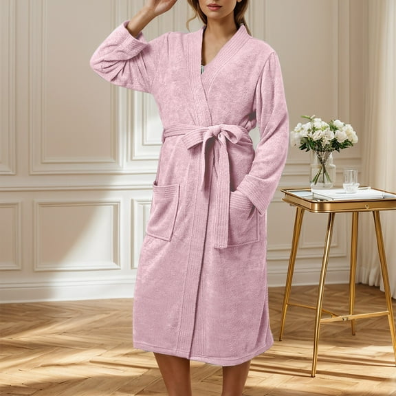 XINXIAOO Women's Bathrobe Absorbent Quick Drying Bathrobe Bathrobe Thin Long. Vest with Pockets Housecoats for Women Small Long Womens Bathrobe Flannel Womens Robes plus Size Women Bathrobes Robes