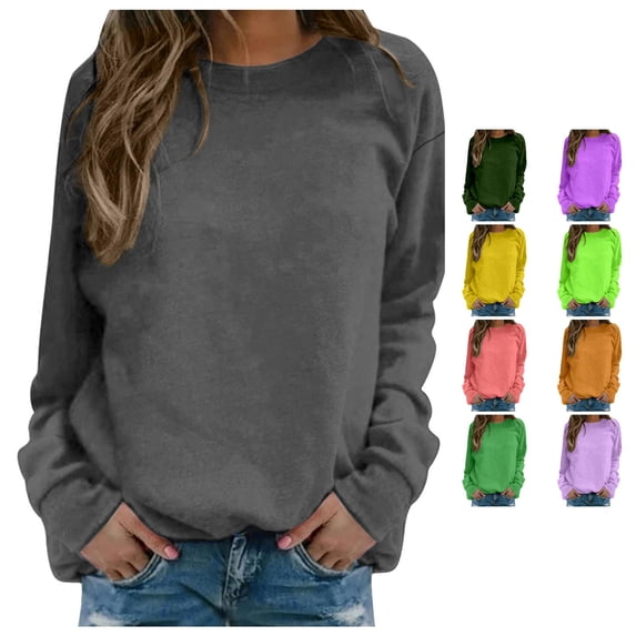 XINXIAOO Women's Crew Neck Sweatshirt Trendy Pullover Tops Long Sleeves Soft Hooded Tops