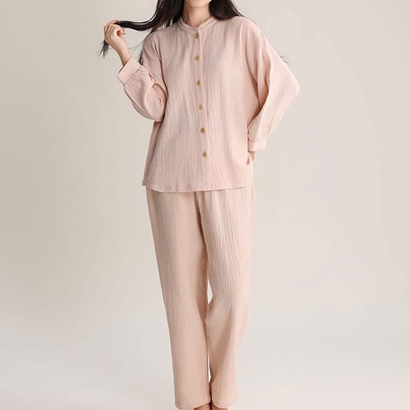 XINXIAOO Women's Double Pajamas Thin V Neck Cover Elegant Loose Can Be Worn Outside The Home Suit Pajamas for Elderly Women Flannel Sleep Wear Women Organic Womens Pajamas Nightwear Women Holiday