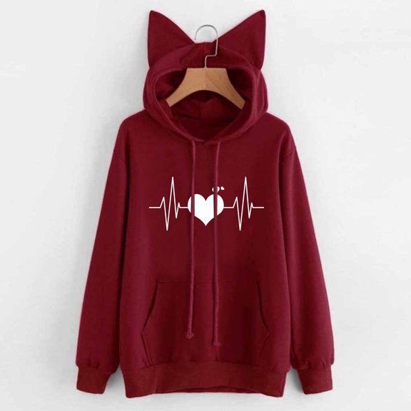 XINXIAOO Women's Hoodies Sweatshirts Long Sleeve Hoodie Pullover Hoodie Oversized Sweatshirt for Women Red Hooded Sweatshirt Fall Sweatshirt Trending Clothes