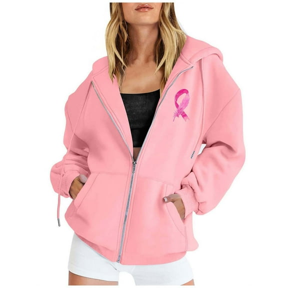 XINXIAOO Women's Hoodies Sweatshirts Long Sleeve Women's Zip up Hoodie Graphic Hoodies for Women Pink Jacket Women Fall Basics Comfy Clothes