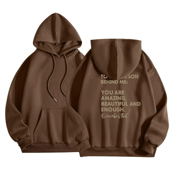 XINXIAOO Women's Hoodies Sweatshirts Long Sleeve Womens Pullover Baggy Hoodies Brown Sweatshirts for Women Fall Basics Teen Clothing