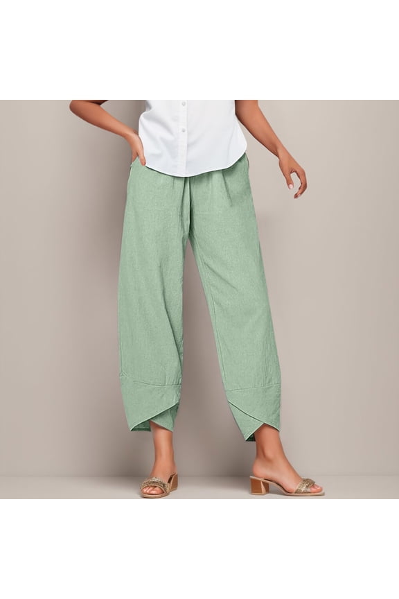 Women's Pants Casual Pants for Women Mint Green Pants Women Comfy Pants Wide Leg Elastic Waist Pants for Women Womens Capris for Summer