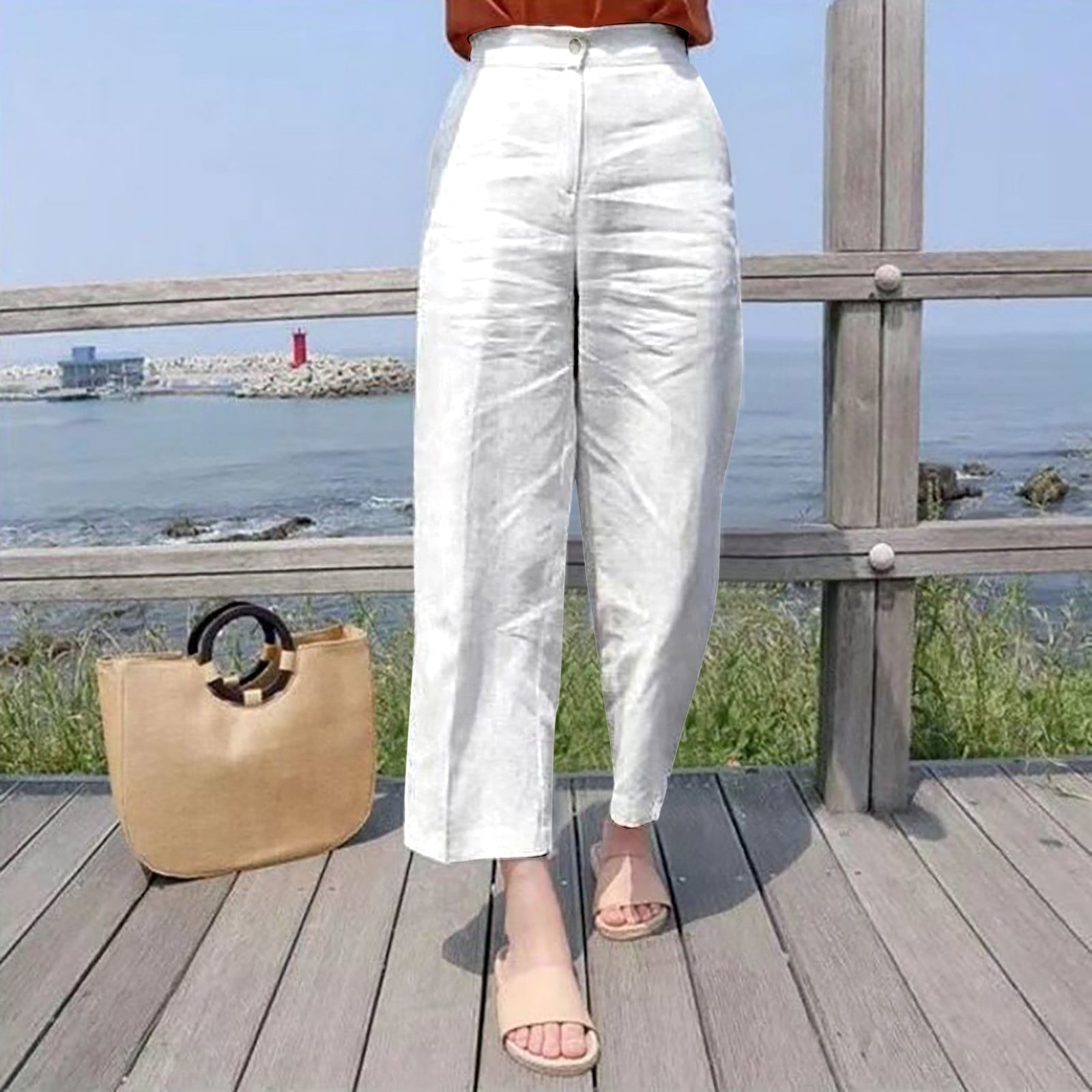 XINXIAOO Women's Pants Women's Casual Pants White Work Pants for Women ...