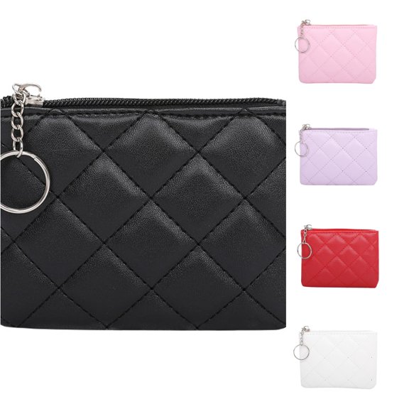 XINXIAOO Women's Quilted Mini Zip Purse, Small Embroidered Wallet for Cards & Daily Use