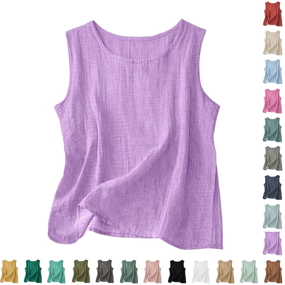 XINXIAOO Women's Sheer Sleeveless Blouse Loose Fit Round Neck Summer Tank Top Lightweight Casual Camisole, Size L