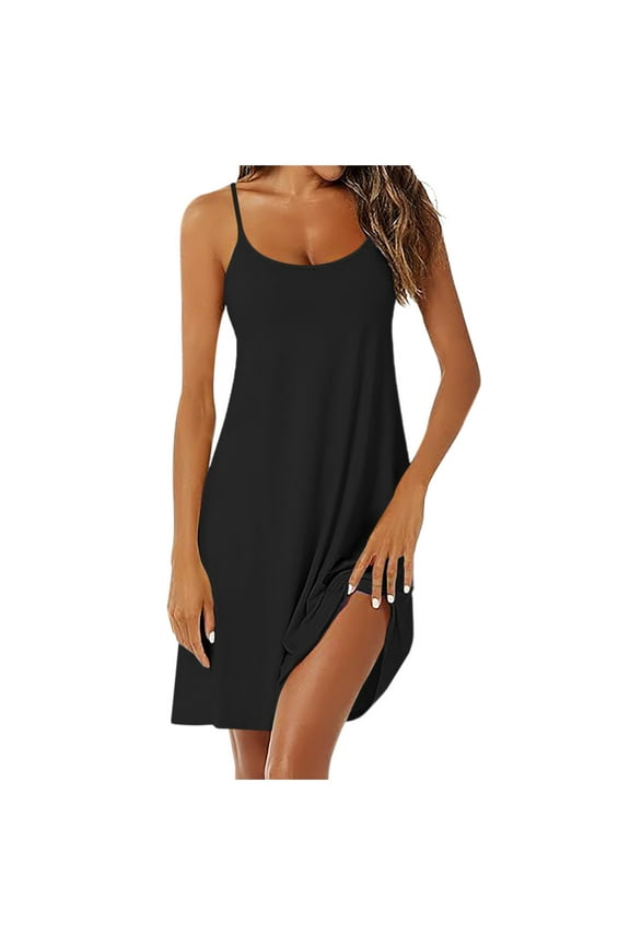 Women's Sleeveless Nightgown Neck Pajama Dress Racerback Sleep Dress Sleeveless Nightdress Chemise Nightgown Petite Nightshirts Women Sleepwear Button down Nightgowns Womens Nightgown Soft