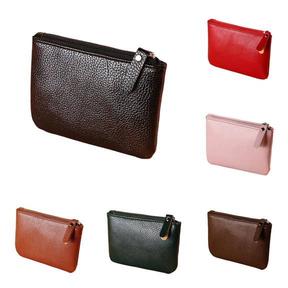XINXIAOO Women's Small Grained Leather Wallet, Compact Zipper Card Holder for Daily Use & Commute