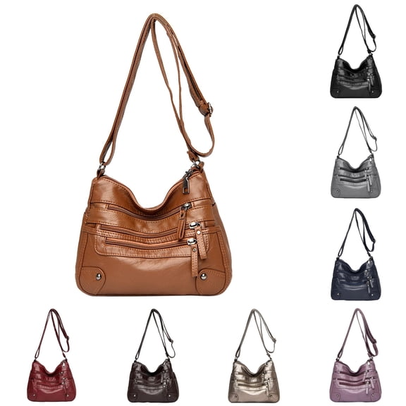 XINXIAOO Women's Soft Leather Multi Layer Crossbody Bag, Classic Designer Handbag & Purse
