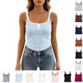 thumbnail image 1 of XINXIAOO Women's Square Neck Sleeveless Tank Top Strappy Contrast Casual Summer Camisole, One Size, 1 of 5