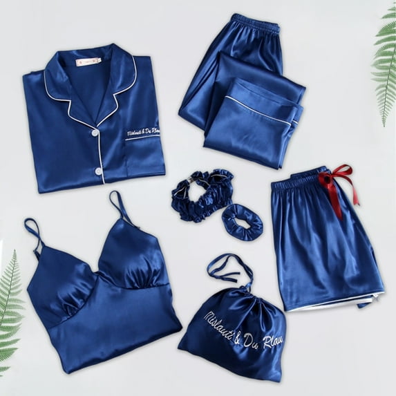 XINXIAOO Women's Style 7 Piece Sleepwear Set Pajamas for Juniors Pajamas for Teen Pajama Set with Shorts Womens Christmas Pajama Set Knit Pajamas for Women Christmas Pajamas Silk Pajamas for Women Set