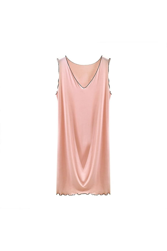 Women's Summer V Neck Sleeveless Nightgown Comfortable Sleepshirt For Home Relaxation Basic Solid Color Sleepwear Button Pajama Gown plus Size Night Shirt Womens Sleep Shirt Heart Womens