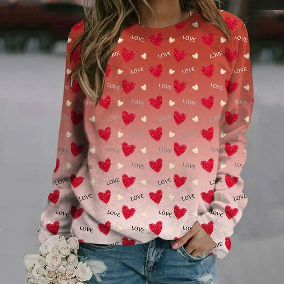 XINXIAOO Women's Sweatshirt Womens Long Sleeve Sweatshirt Pullover Sweatshirt Red Crewneck for Women Winter Fashion Trending Clothes