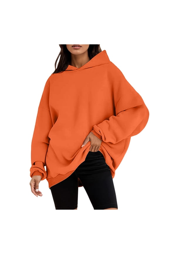Women's Sweatshirts Hoodies Long Sleeve Hoodie Womens Pullover Sweatshirt Cute Hoodies Orange Sweater Fall Hoodies for Women Womens Trendy Clothes