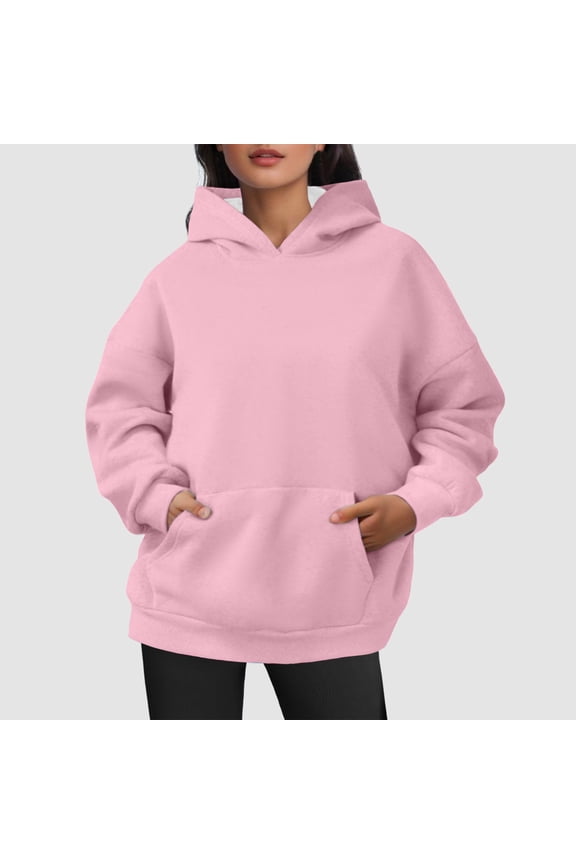 Women's Sweatshirts Hoodies Long Sleeve Hoodie for Women Pullover Soft Hoodie Light Pink Hoodie Cute Fall Clothes Street Style Clothes