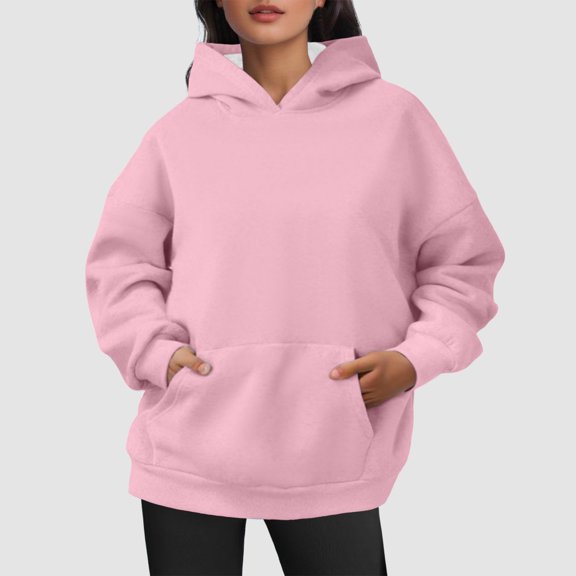 XINXIAOO Women's Sweatshirts Hoodies Long Sleeve Hoodie for Women Pullover Soft Hoodie Light Pink Hoodie Fall Basics Young Women's Wear