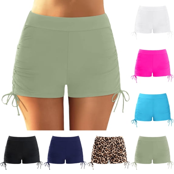XINXIAOO Women's Swim Bottom Full Coverage Bathing Suit Bottoms Side Tied Drawstring Army Green Swim Shorts