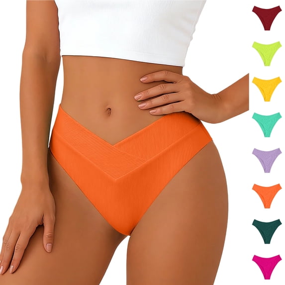 XINXIAOO Women's Swimsuit Bottom Front Cross Cheeky Basic Bathing Swimsuit Swim Briefs Orange Swimsuit Bottoms
