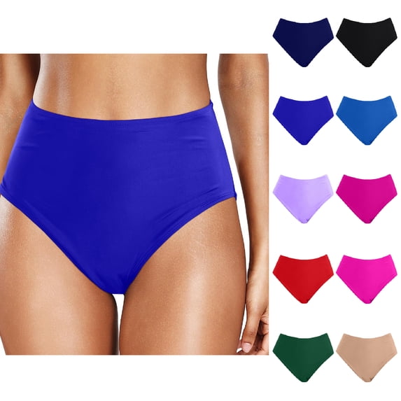 XINXIAOO Women's Swimsuit Bottom High Waisted Cheeky Basic Bathing Swimsuit Swim Briefs Blue Swim Bottoms