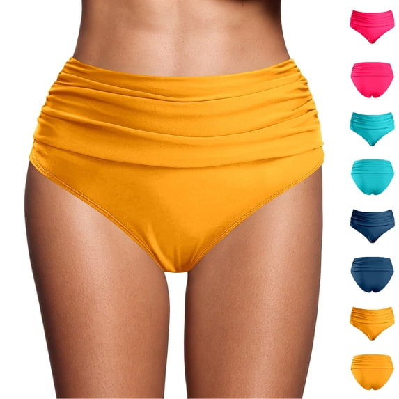 XINXIAOO Women's Swimsuit Bottom Ruched Moderate Coverage Bathing Suit Bottoms Orange Swim Bottoms