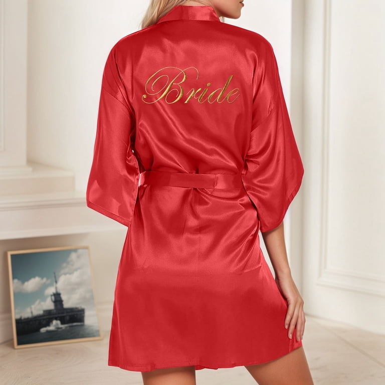 XINXIAOO Women's Wedding Party Robe Letters Kimono Satin Pyjamas Bridesmaid  Bathrobe Bride Robes Womens Fuzzy Robe Long Spa Robe for Women Petite  Womens Japanese Kimono Womens Robe Fuzzy Bathrobes for - Walmart.com