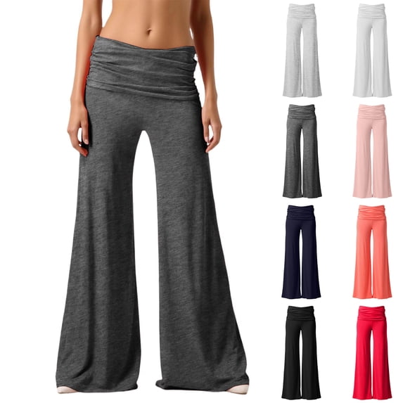 XINXIAOO Women's Y2K Flare Pantsn Grey Low Waist Stretch Dance Workout Bottoms Fold Over Leggings Active Yoga Pants for Women Size XS