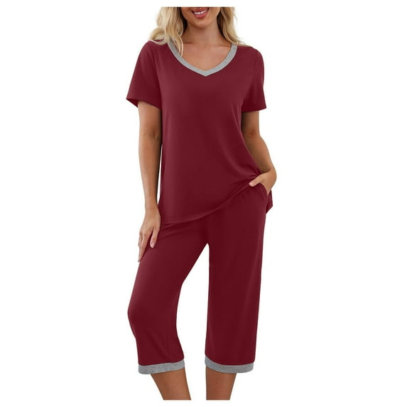 XINXIAOO Womens Home Clothes Short Sleeved Silk Like Pajamas Womens Summer Multicolor Suit Flannel Long Sleeve Pajamas for Women Women's Pajama Set Pajamas Women Size Women Button Pajamas Pajama Set