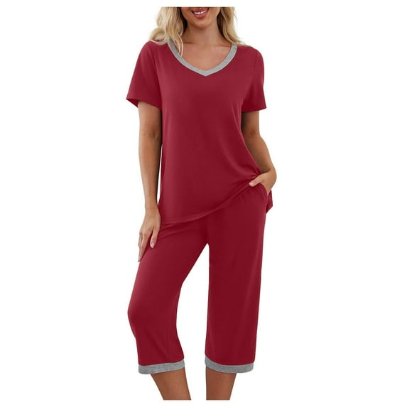 XINXIAOO Womens Home Clothes Short Sleeved Silk Like Pajamas Womens Summer Multicolor Suit Flannel Long Sleeve Pajamas for Women Women's Pajama Set Pajamas Women Size Women Button Pajamas Pajama Set