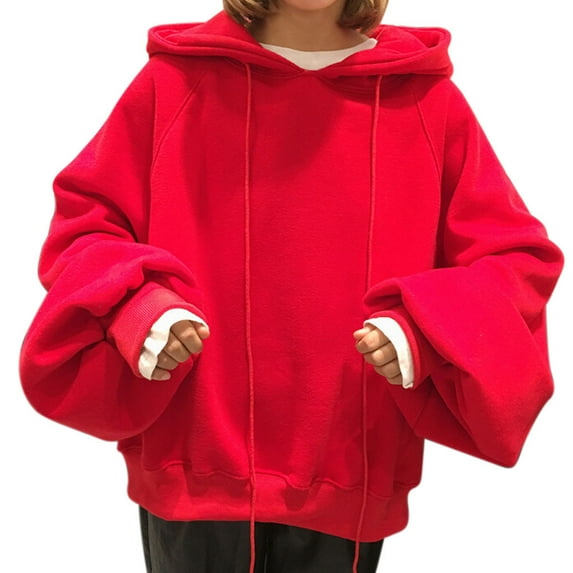XINXIAOO Womens Hoodie Long Sleeve Hoodie Women Pullover Unisex Hoodie Red Sweatshirt Women Fall Fashion Trendy Womens Clothes