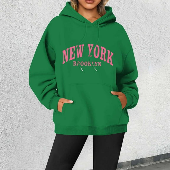 XINXIAOO Womens Hoodie Long Sleeve Hoodie for Women Pullover Oversized Sweatshirt for Women Green Womens Jacket Winter Tops for Women Streetwear