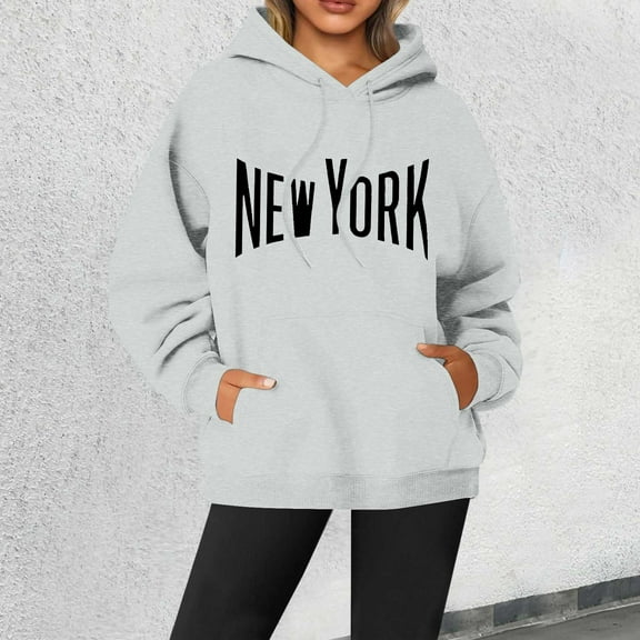 XINXIAOO Womens Hoodie Long Sleeve Lightweight Pullover for Women Graphic Hoodie Light Gray Hoodie Women's Fall Jacket Street Style Clothes