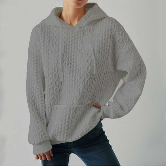 XINXIAOO Womens Hoodie Long Sleeve Pullover Hoodies for Women Graphic Hoodies for Women Grey Plain Sweatshirt Womens Fall Sweatshirts Casual Wear