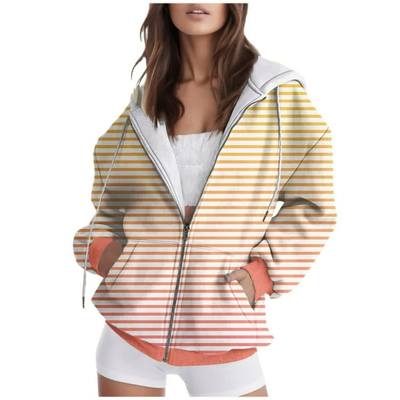 XINXIAOO Womens Hoodie Long Sleeve Women Zipper Hoodie Graphic Hoodie Orange Hoodies Fall Outfits for Women Trendy Clothes for Teen Girls