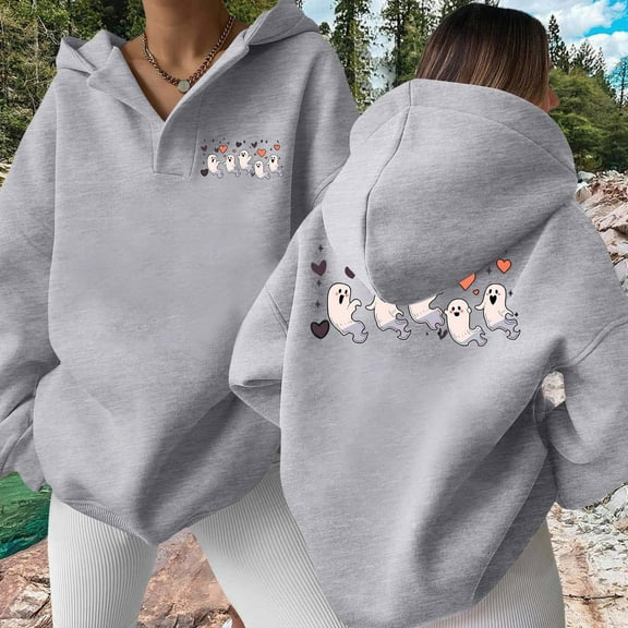 XINXIAOO Womens Hoodies Long Sleeve Hoodie Womens Pullover Sweatshirt Cute Hoodies Light Gray Clothes Womens Fall Sweatshirts College Wear