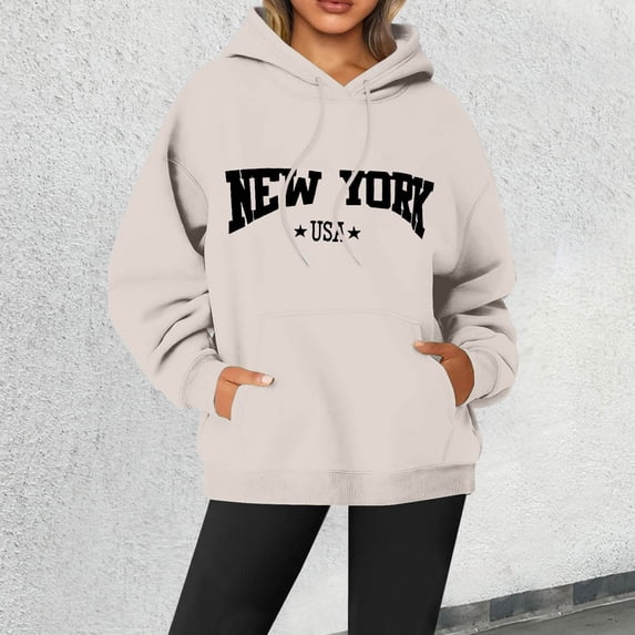 XINXIAOO Womens Hoodies Long Sleeve Pullover Hoodies for Women Unisex Hoodie Khaki Hooded Sweatshirt Trendy Fall Outfits for Women Graphic Hoodie