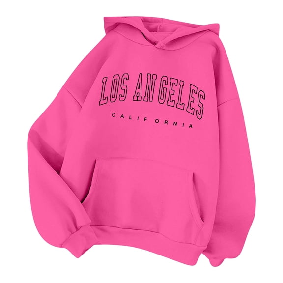 XINXIAOO Womens Hoodies Long Sleeve Womens Hoodies Pullover Baggy Hoodies Hot Pink Plain Sweatshirt Fall Sweatshirts Clothing