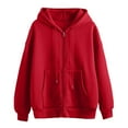 thumbnail image 1 of XINXIAOO Womens Hoodies Long Sleeve Zip up Sweatshirt Women Graphic Hoodie Red Sweatshirts for Women Winter Tops for Women College Wear, 1 of 3