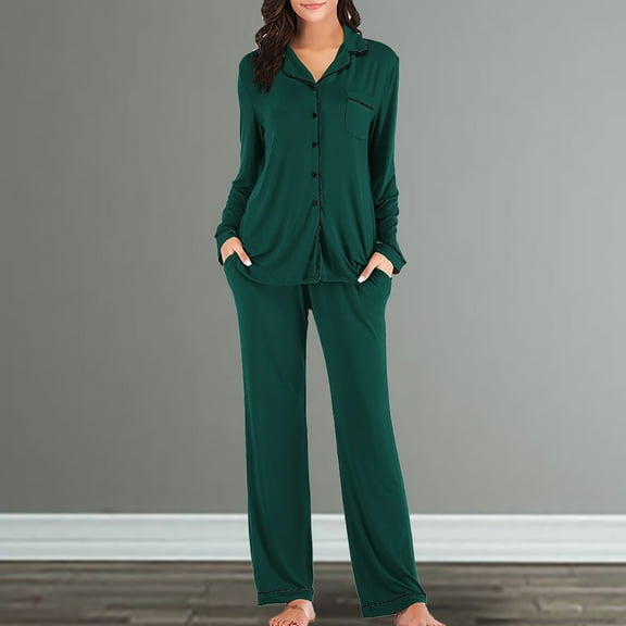XINXIAOO Womens Pajamas Sets 2 Piece Long Sleeve And Pant Pj Sets Button Up Sleepwear Ladies Button Pajamas Sweat for Women Set Teen Girl Pajamas plus Size Pajama Set for Women Winter Set by Pajamas