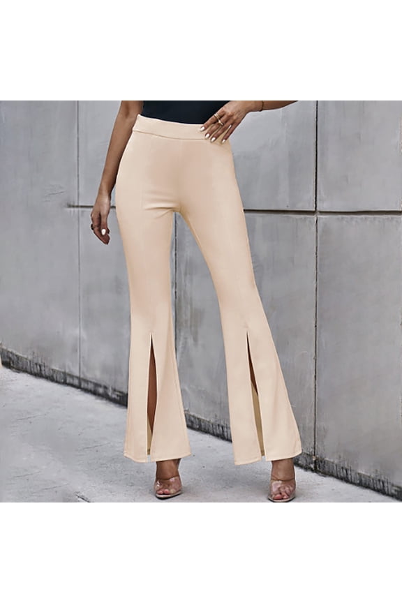 Womens Pants Women Casual Pants Beige Baggy Pants Comfy Work Pants High Waisted Trousers with Pockets Womens Capris for Summer