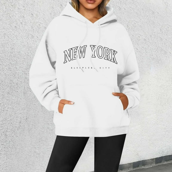 XINXIAOO Womens Sweatshirt Hoodies Long Sleeve Pullover Sweatshirt Graphic Hoodies for Women White Womens Sweatshirt Fall Outfits for Women 2025 Trendy Graphic Hoodie